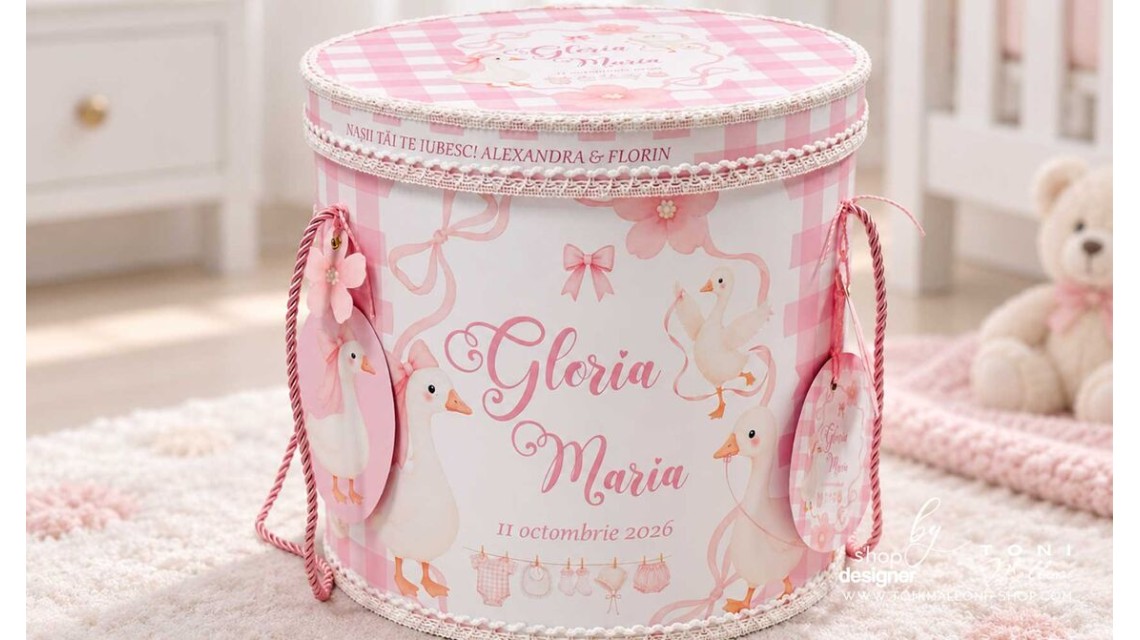 Trusou Botez Fetiță Silly Goose Gâsculiță Roz Personalizată 15